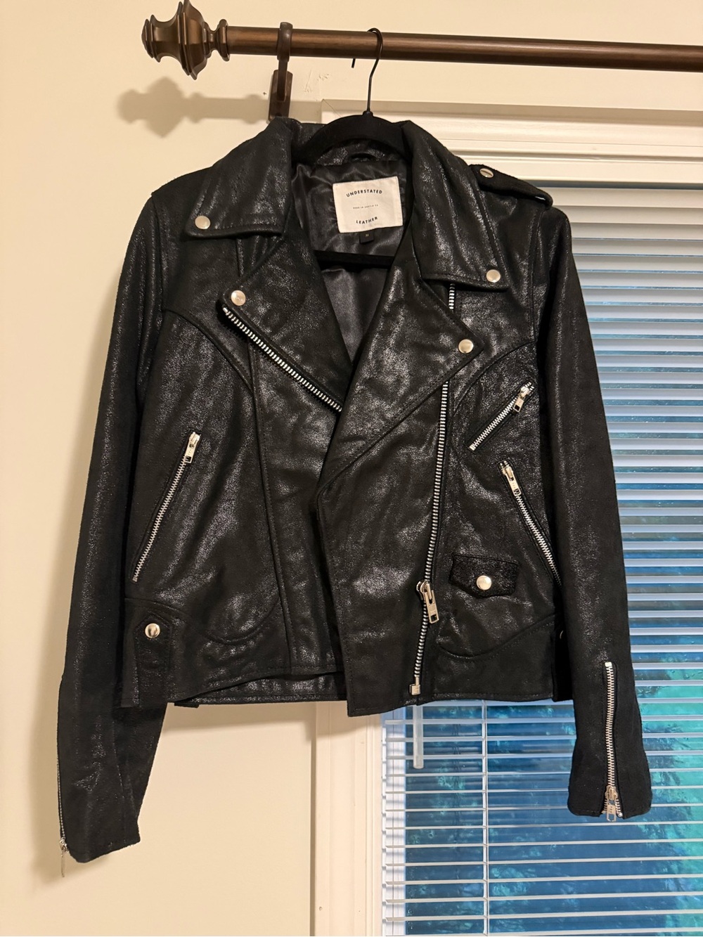 Understated Leather Women's Textured Black Leather Moto Jacket